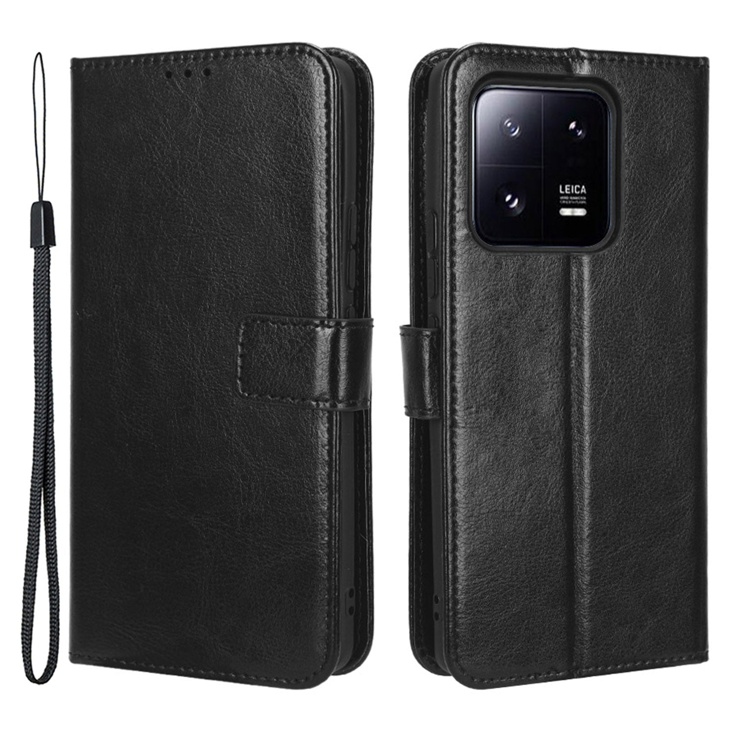 Smartphone Case For Xiaomi 13 Pro 5G Magnetic Clasp Wallet Stand Crazy Horse Texture PU Leather Shockproof Phone Cover with Strap Smartphone Case For Xiaomi 13 Pro 5G Magnetic Clasp Wallet Stand Crazy Horse Texture PU Leather Shockproof Phone Cover with Strap